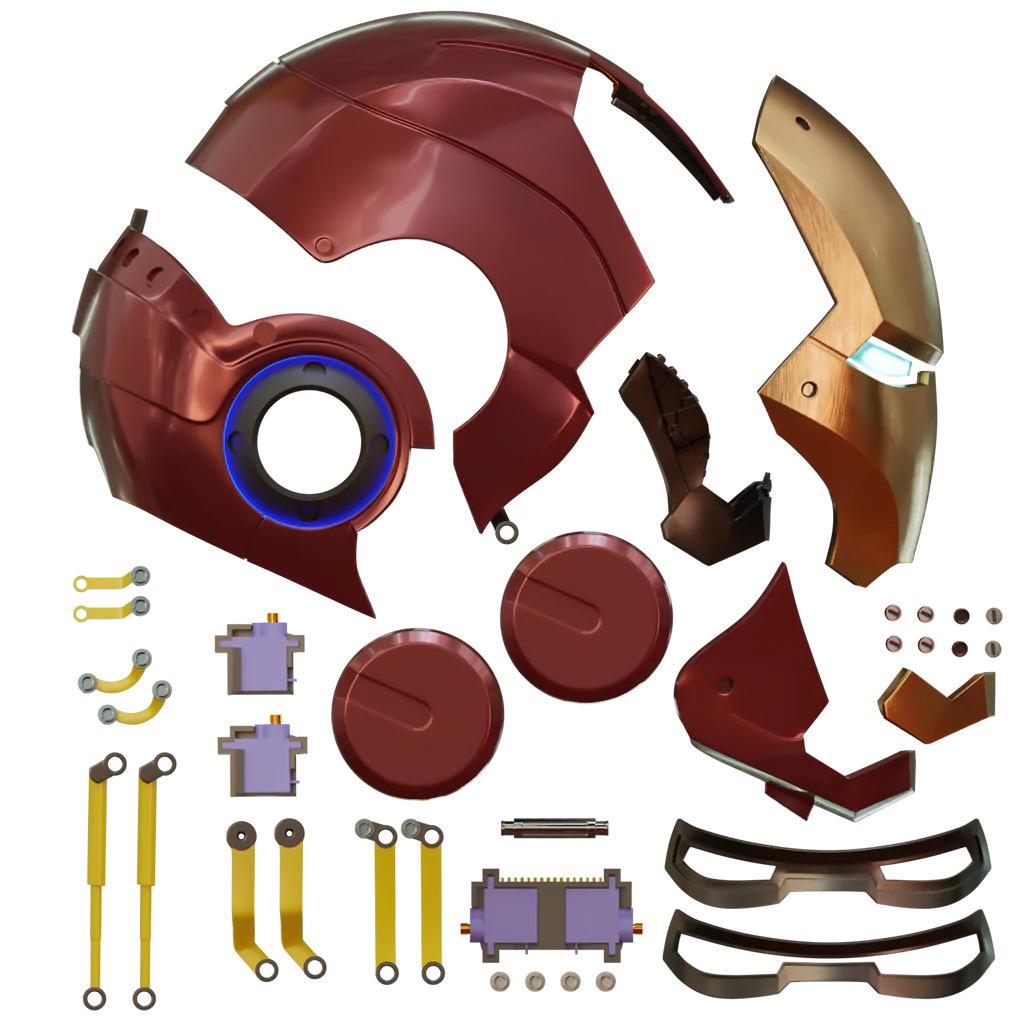 Motorized Iron Man Helmet Kit MKII 3D Print Mask Cosplay Prop Display Room Superhero Gift Collector Costume Piece Collectible Display Decor