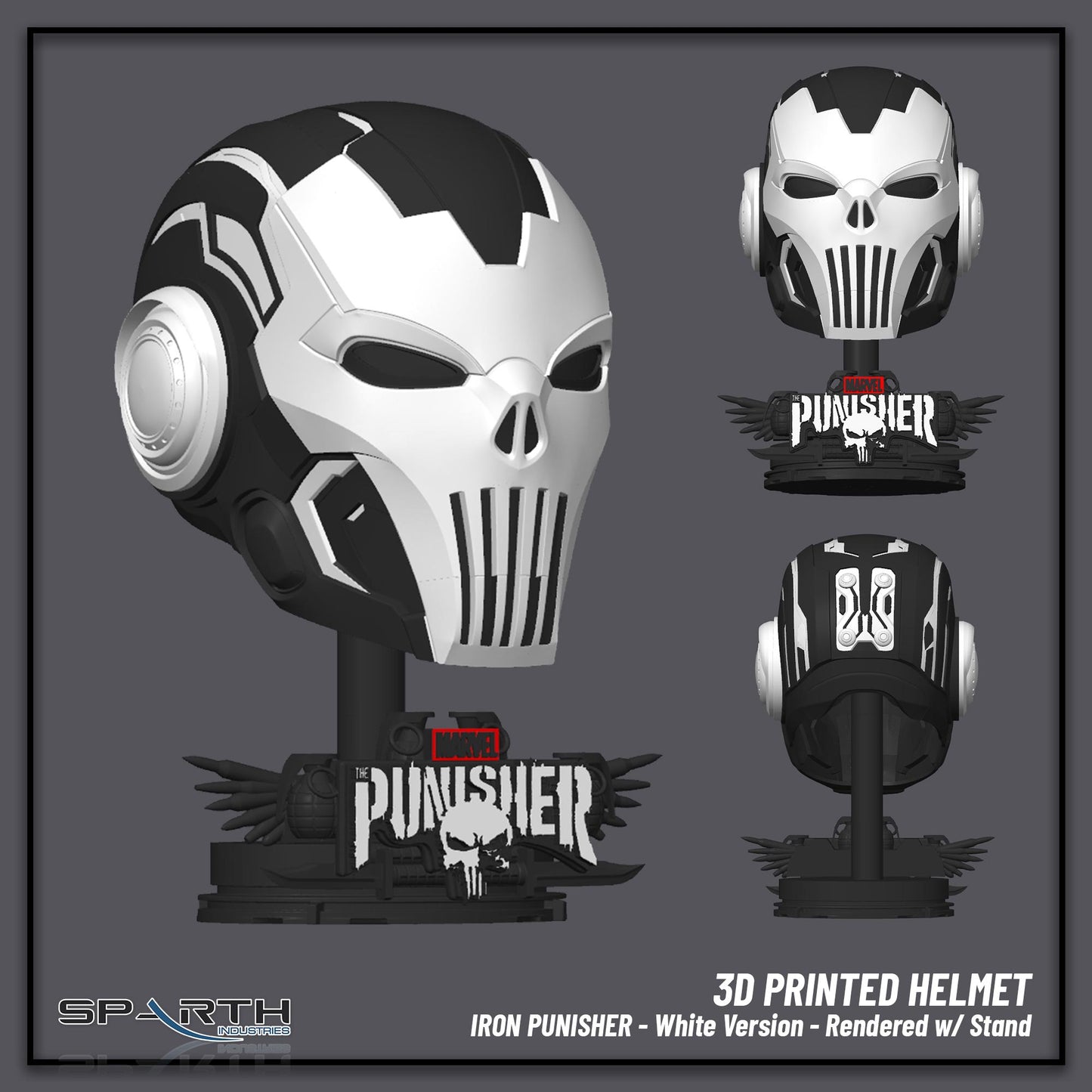 Marvel Iron Punisher 3D Printed Helmet Mask, Realistic Cosplay Accessory, Halloween Costume Gift for Fans