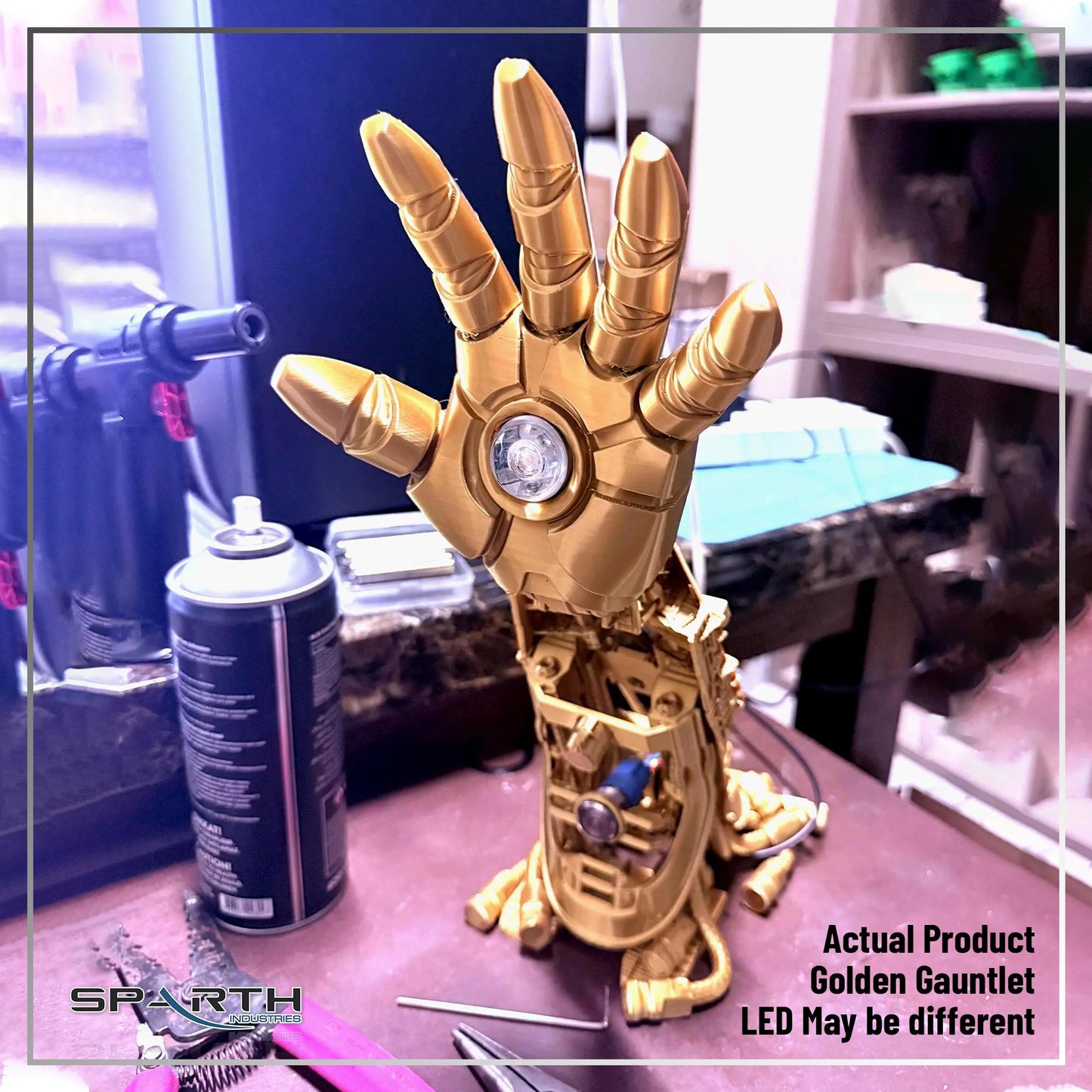 Iron Man Gauntlet Desk Lamp w/ LED kit Articulated 3D Printed Statue Kit Figure Model Decor Bedroom Table Light Lighting Lantern