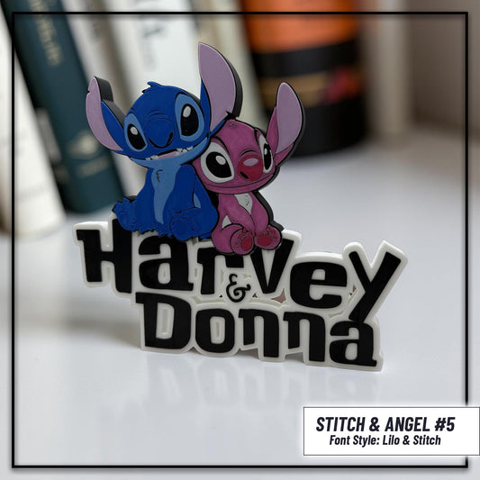 Personalized Stitch Angel Name Plate Sign, Custom Game Room & Nursery Decor, Unique Kids Gift