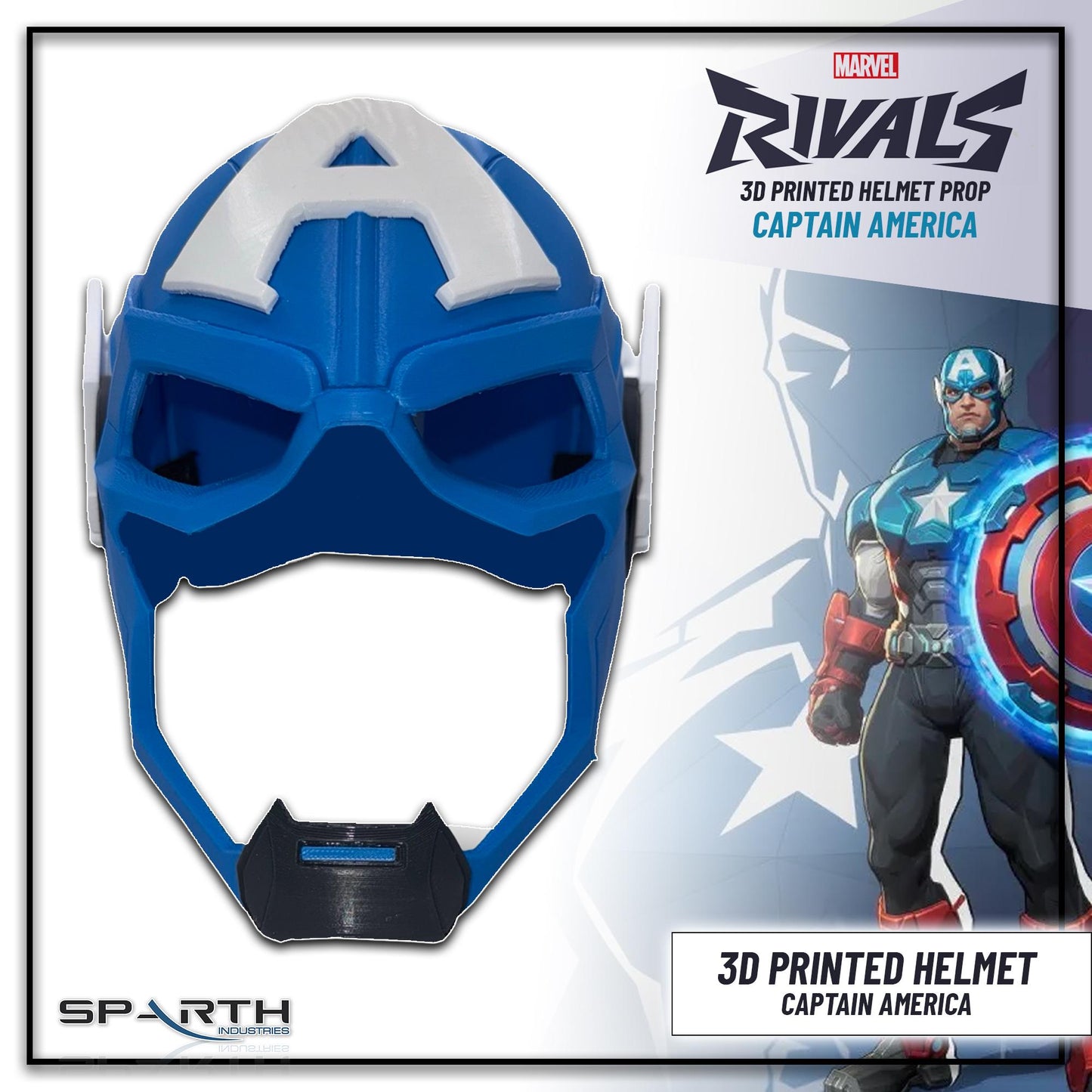 Captain America Helmet X-Men Cosplay Marvel Rivals Superhero Wearable Helmet 3D Printed Prop Costume Accessory Display Collectible Raw Print