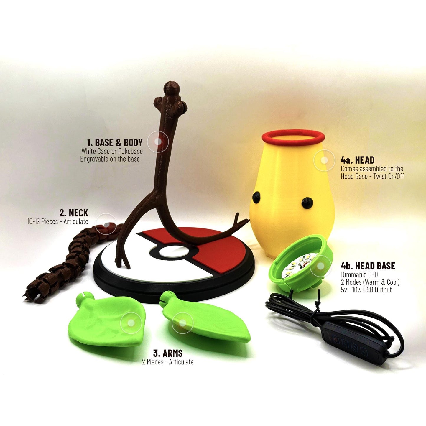 Articulate Personalize USB LED Bellsprout Lamp. Great novelty gift idea for kids, streamers, influencers, gamers or collectors.