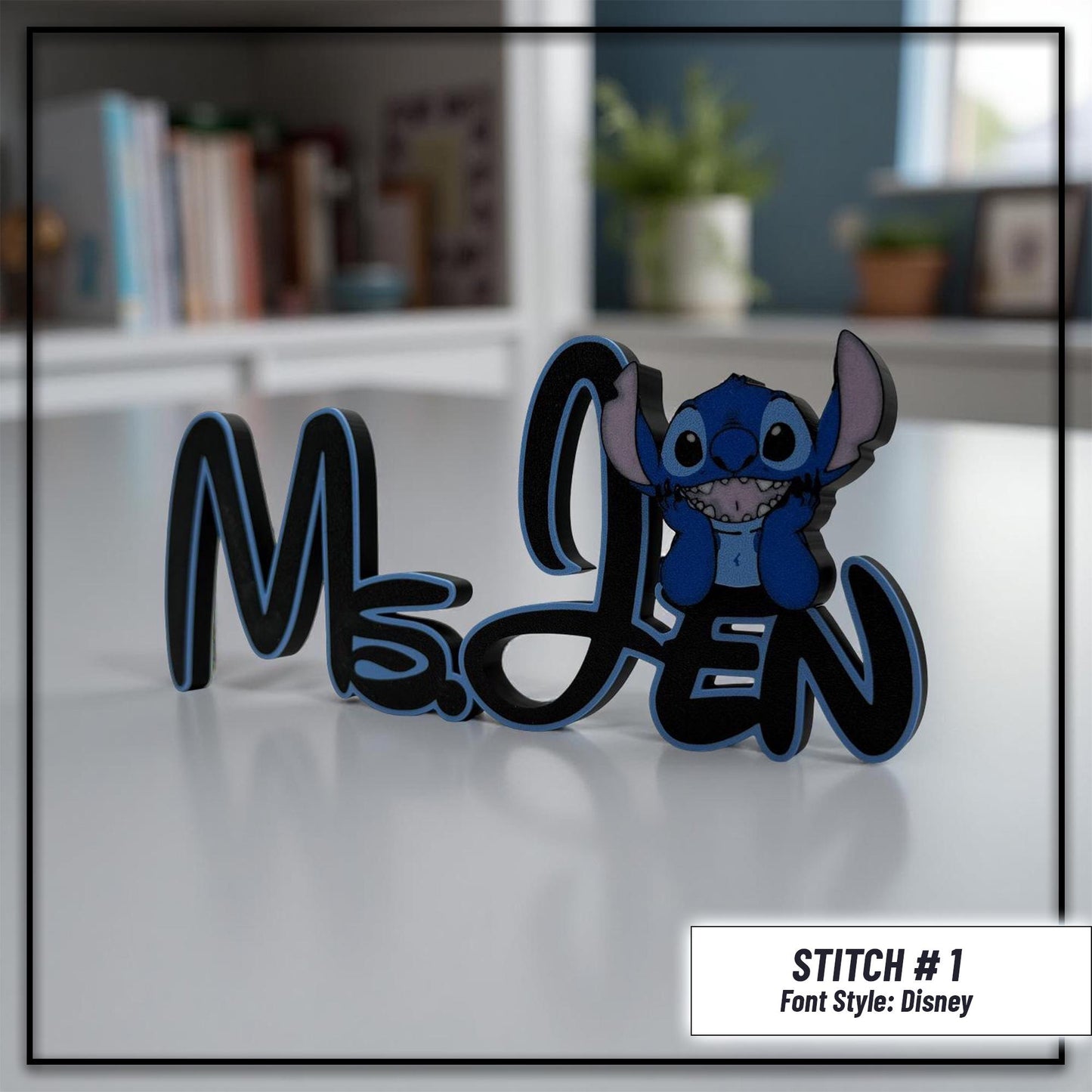 Personalized Stitch Angel Name Plate Sign, Custom Game Room & Nursery Decor, Unique Kids Gift
